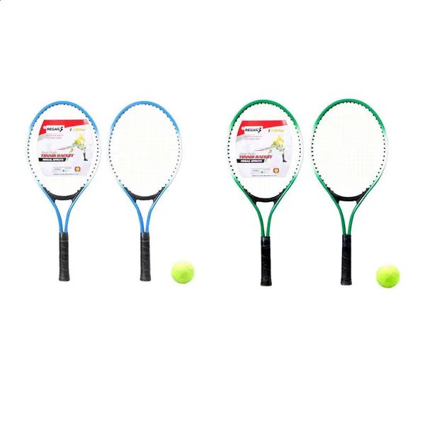 2 pçs crianças esportes ao ar livre raquetes de tênis corda com 1 bola para badminton iniciante parentchild jogo adereços 240223