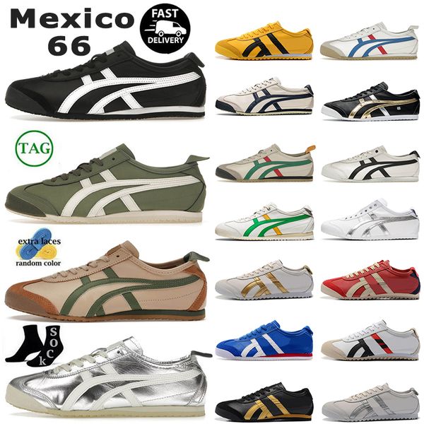 Designer-Freizeitschuhe für Herren und Damen, Tiger Mexico 66, Onitsukass-Sneaker zum Schnüren aus Leder, Gelb, Schwarz, Marineblau, Gummi, Segelgrün, Beige, Rot, Outdoor-Sport, Freizeitsneaker, Joggen