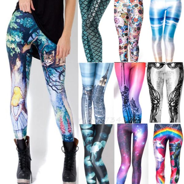 Leggings 4xl design punk rock moda feminina impressão digital galaxy leggings alice no país das maravilhas calças de camuflagem de sangue legging gl22