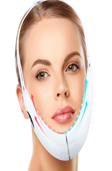 V Face Massager Terapia della luce LED rossa EMS Dispositivo di sollevamento facciale Viso dimagrante Doppio mento Riduttore Cintura antietà Ginnico per mascelle5041383