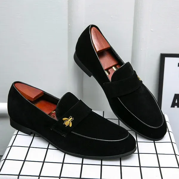 Scarpe eleganti Nero Giallo Uomo Mocassini formali maschili in pelle scamosciata Moda Oxford da sera per feste di matrimonio