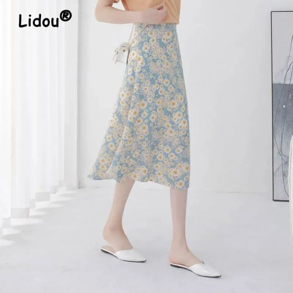 Skirt Fashion Floral Little Chrysanthemum Aline Skirt Women Classic Casual Printing Slim Allmatch Allmatch di buona qualità gonna midi
