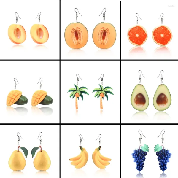 Ciondoli il commercio all'ingrosso acrilico del punto della frutta degli accessori alla moda di estate dell'albero di cocco degli orecchini 3pairs/lot