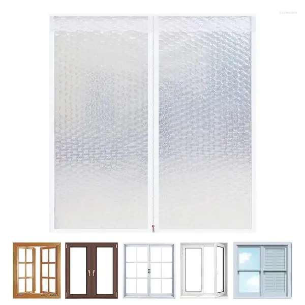 Vorhang-Fenster-Isolierfolie, Hitze- oder Kälte-Set, 100 x 80 cm, durchscheinend, reißfest, schrumpfbar