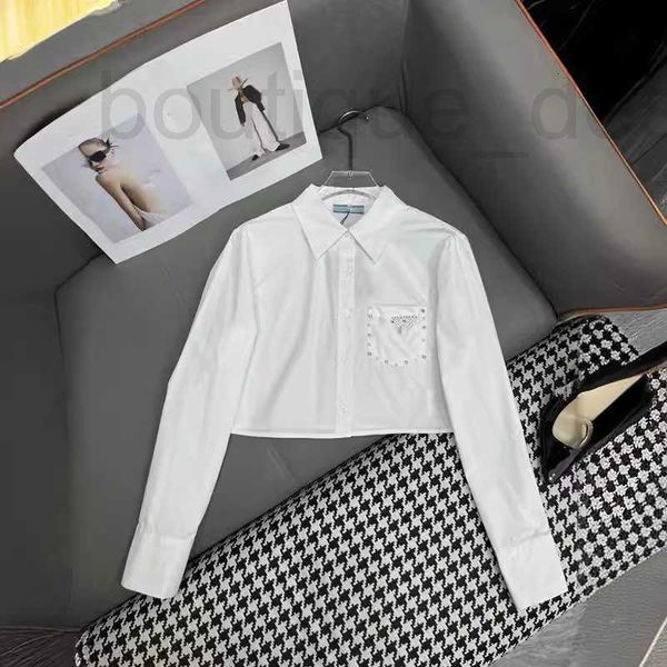 Polo da donna firmati New Nanyou Pra Age Reducing Sweet Style Pocket Hot Diamond Triangle Label Camicia monopetto a maniche lunghe con colletto ribaltabile per donna