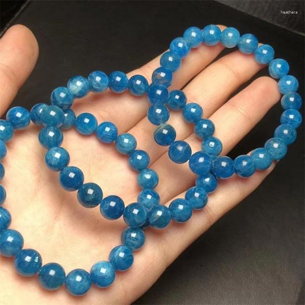 Braccialetti di collegamento Braccialetto di apatite naturale Fatto a mano da donna Guarigione Pietra preziosa Braccialetti di filo di cristallo Amanti Fidanzata Regalo di gioielli 1 PZ 8 mm