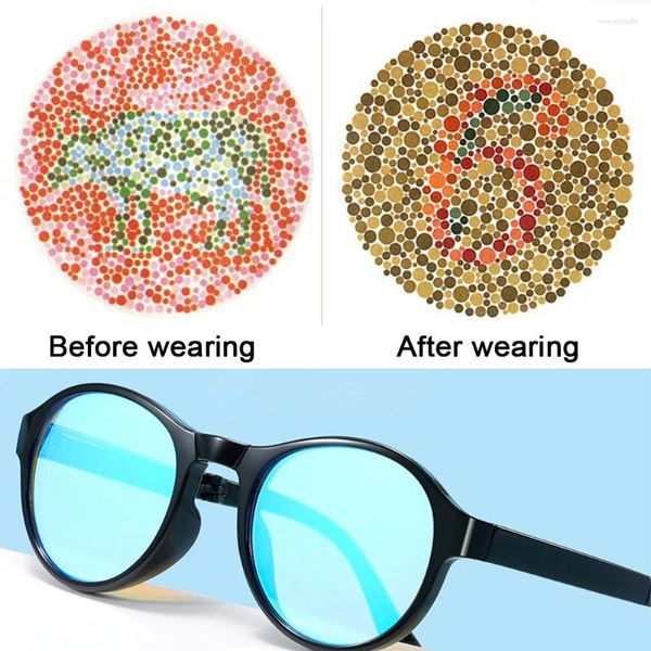 Óculos de sol vermelho-verde cor cegueira correção óculos unissex moda ultraleve alta definição óculos lentes de quadro dobrável