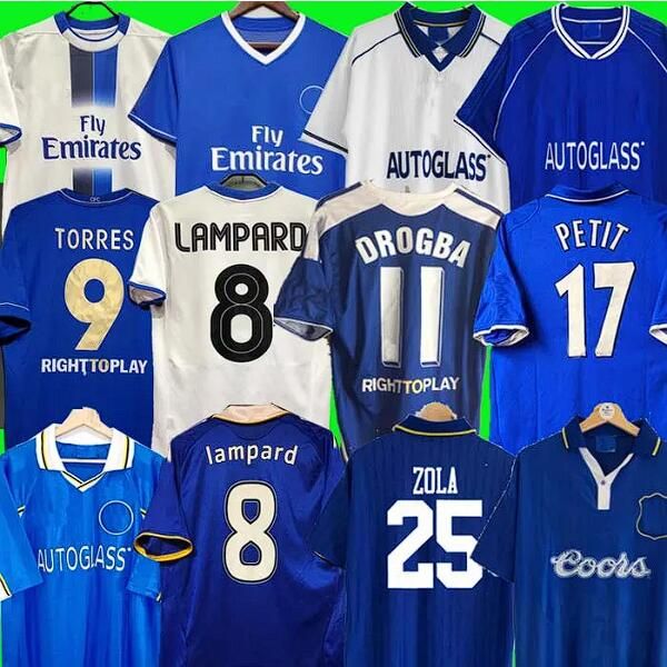 Maglia da calcio retrò CFC 2011 kit Lampard Torres Drogba 11 12 13 Finale 96 99 Maglie da calcio vintage WISE 03 05 06 07 08 COLE Maillots 03 Manica corta da uomo