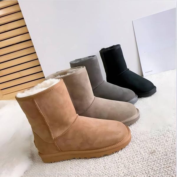 Ultra Mini Boot Designer Donna Stivali da neve con plateau Australia Scarpe calde in pelliccia Vera pelle di castagna Stivaletti soffici alla caviglia per le donne Antilope marrone ugods