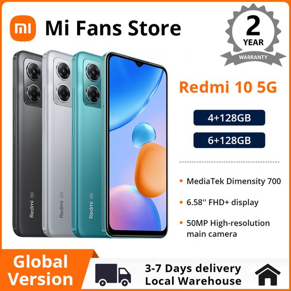 Globale Version Xiaomi Redmi 10 5G NFC Smartphone 4GB 128GB 50MP Hauptkamera 90Hz 6,58'' Display MediaTek Abmessung 700 Octa Core 5000mAh