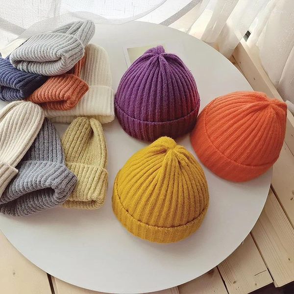 Berets Winter und Herbst Kinder Baby Hut Warme Gestrickte Mädchen Junge Erwachsene Candy Farbe Nette Mode Eltern Kind