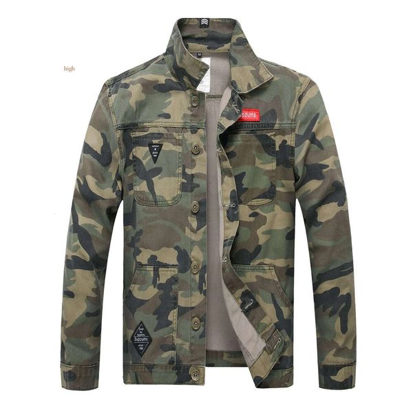 Jeans Jakcet Uomo Army Camouflage Denim Giubbotti Uomo Primavera Autunno Abbigliamento Streetwear Casual Slim Fit Jean Cappotto piumino 30