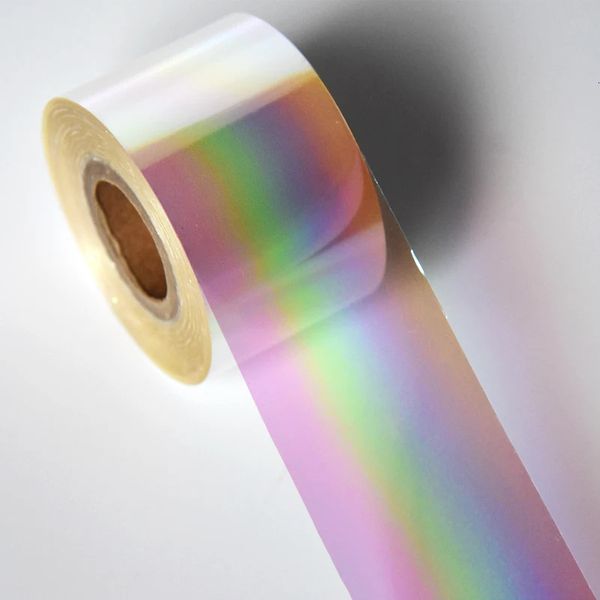 Lamina per unghie arcobaleno laser da 120 m per salone olografico trasparente Aurora trasferimento lamina per timbratura adesivi per unghie in carta 240301