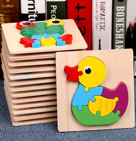 Spielzeug für 2- bis 3-jährige Kinder, Babys, Jungen, Mädchen, 3D-Puzzles, Holztiere, Lernspielzeug, 15-teiliges Tierpuzzle6944227
