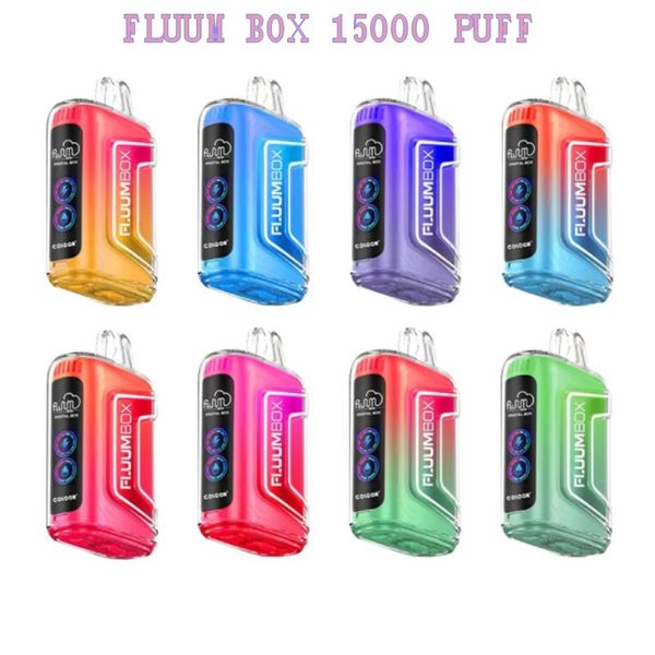 Original Fluum Box TN 15000 Puffs Descartáveis Vape Pen Pods E Cigarro 0/2/3/5% Nic Com 650mAh Bateria Recarregável Bobina de Malha 25ml Prefilled Pod Bar PK Randm Digital Bang