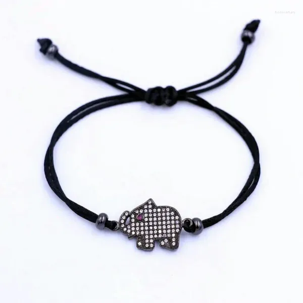 Charme Pulseiras Cobre Zircão Adorável Elefante Pulseira Preto Corda Vermelha Cordas Trança Ajustável Casal Mulheres Meninas Crianças Jóias