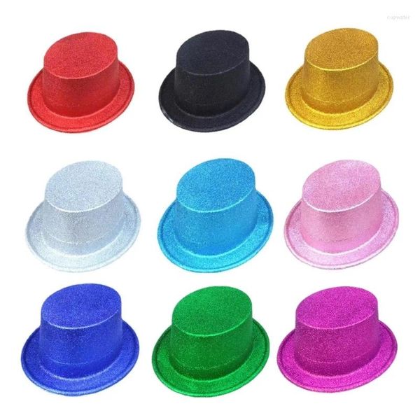 Boinas Glitter Powder Cowboy Top Chapéu Aba Larga Festa Espumante Fedora Capa de Cabeça