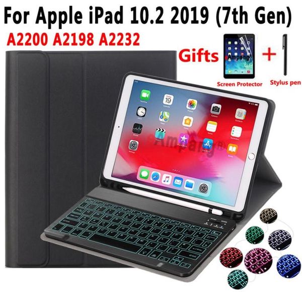 7 Renkler Apple iPad 102 2019 için arkadan aydınlatmalı klavye kasası 7 7. 8. nesil nesil A2200 A2198 A2232 Kılıf Bilgisayar Screen265Q2223524