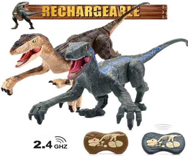 24G RC Dinozor Oyuncakları Jurassic Uzaktan Kumanda Dinozor Oyuncak Simülasyonu Yürüyüş RC Robot Işık Ses Dino Kids Noel Hediye 2101336650