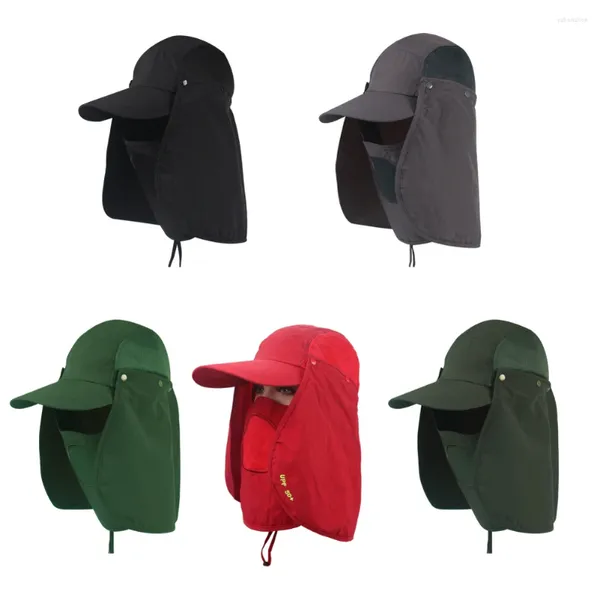 Berets 2024 Chapéu de Pesca Ao Ar Livre UV Proteção Solar Respirável Aba Larga com Capa de Rosto Pescoço Flap para Homens Mulheres