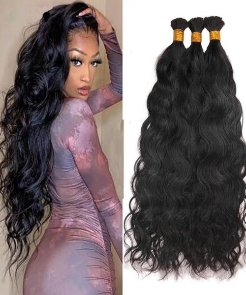 Onda natural brasileira cabelo em massa 123 pçslote molhado e ondulado cabelo humano em massa para trança sem trama tranças extensões pacotes 8036565