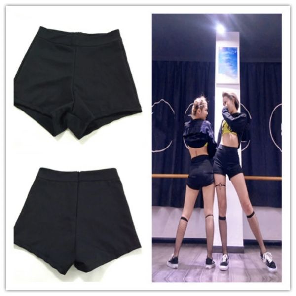 Shorts kpop coreano cantor boate dança feminina hip hop cintura alta shorts elásticos menina quente sexy preto streetwear estiramento apertado shorts