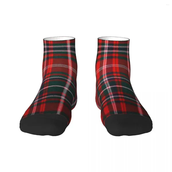 Meias masculinas fofas vermelhas modernas tartan xadrez vestido unissex quente confortável estampa 3D moda gingham tripulação