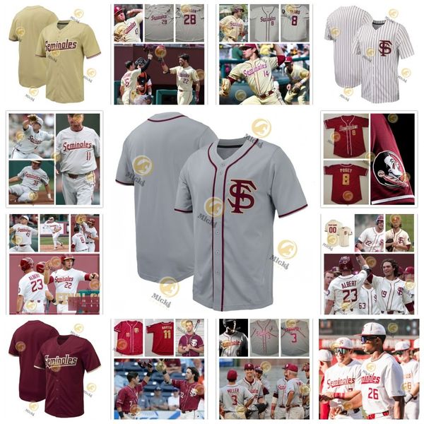 Matheu Nelson Parker Messick Florida State Baseball-Trikot Paul Sorrento Marshall McDougall Kevin Cash Devon Travis Luke Weaver Jaime Ferrer Benutzerdefinierte FSU-Trikots