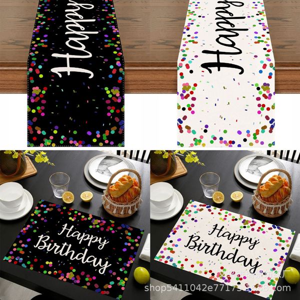 Nova festa de aniversário decoração mesa bandeira fabricantes vendas diretas mesa decoração feliz aniversário toalha de mesa