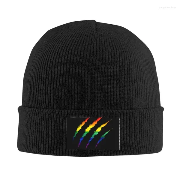 Berretti LGBT Berretto strappato e tagliuzzato Berretto invernale unisex caldo Cofano Femme Cappelli lavorati a maglia GLBT Gay Lesbian Pride Skullies Berretti Cappello