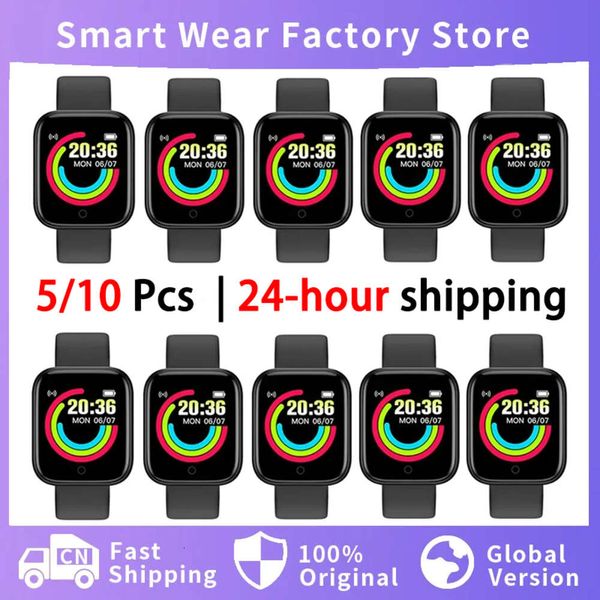 Großhandel 5/10 Pcs Y68 Smart Uhr für Xiaomi Huawei Armband Männer Frauen D20 Smartwatch Elektronische Uhr Fiess Monitor Geburtstag