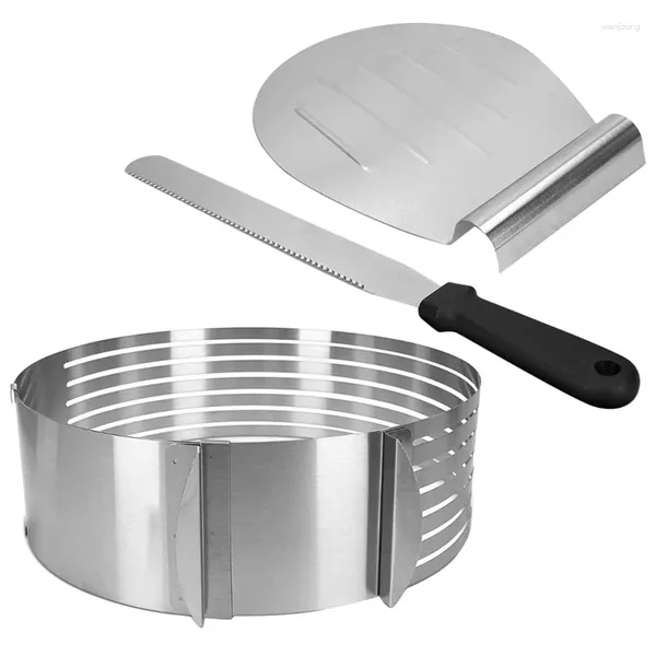 Conjunto de acessórios de bolo de moldes de cozimento - 3 peças de corte de base de corte de faca de pastelaria, mesmo para bolos em camadas