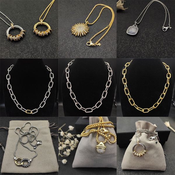 Adorável colar designer de jóias gargantilha twined ouro marca tira 2 cores colares pingente redondo corrente de luxo