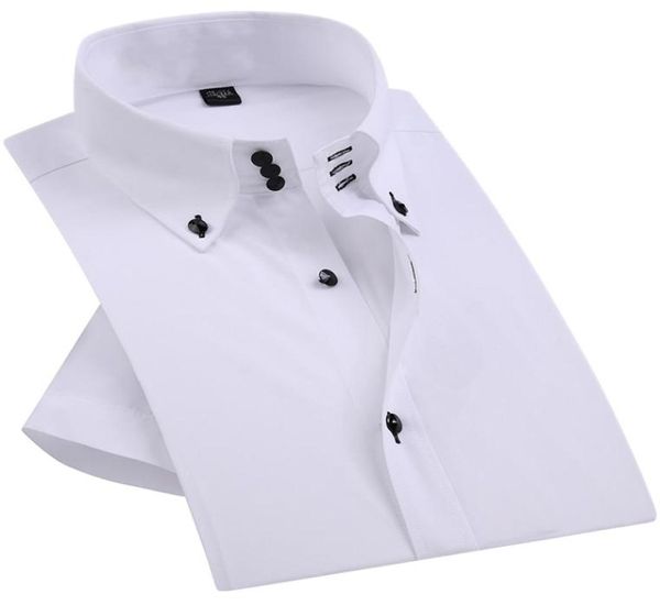 Camicia elegante da uomo estiva elegante casual con bottoni a diamante Camicia bianca a maniche corte di lusso collo alto slim fit elegante camicetta da lavoro 2011208138638