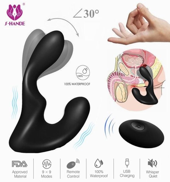 Shd041 super potência multi velocidade vibrador anal para homens gay wirelss brinquedos adultos para casal postate massageador com rotação de 30 graus y2505783