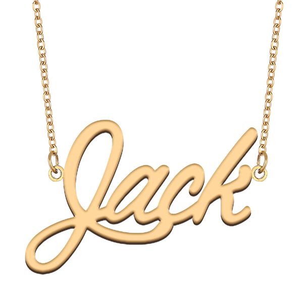 Jack-Namenshalsketten-Anhänger, individuell personalisiert, für Frauen, Mädchen, Kinder, beste Freunde, Mütter, Geschenke, 18 Karat vergoldeter Edelstahl