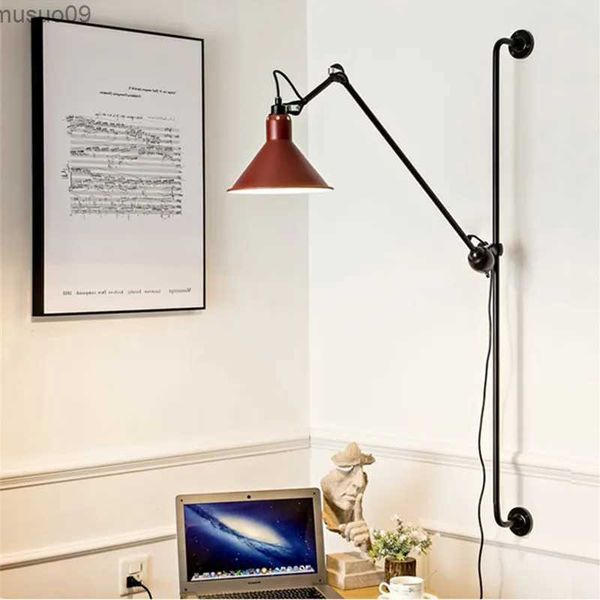 Lâmpada de parede industrial led rotativa lâmpada de parede vintage ferro braço oscilante para quarto sala estar decoração do escritório designer 214 luz parede