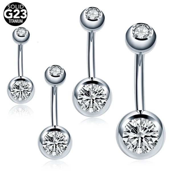 10 Pz / lotto 14G Piercing All'ombelico Filettato Esternamente Anelli Del Tasto di Pancia Doppia Gemma Cubic Zirconia Pircing Umbigo Gioielli 240228