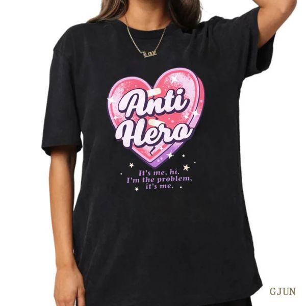 T-shirt Anti Hero Ciao sono io, sono il problema Stampa Ladies TShirt Tops Summer Casual Oneck Tee Shirt Manica corta Grafica Donna Tshirt