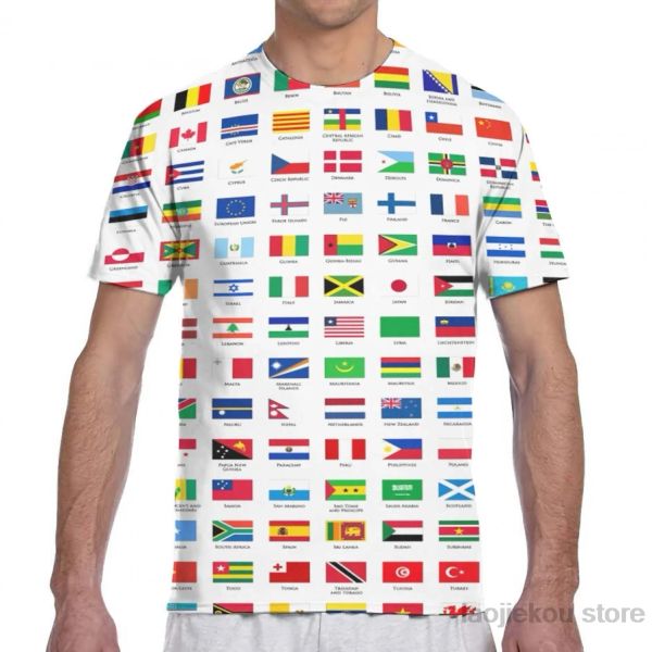 T-Shirt Weltflaggen Männer TShirt Frauen All Over Print Mode Mädchen T-Shirt Jungen Tops T-Shirts Sommer Kurzarm T-Shirts