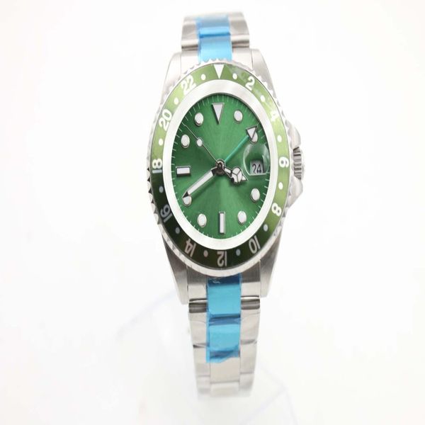 Orologio meccanico da uomo 116710 Business casual moderno argento bianco cassa in acciaio inossidabile quadrante verde anello laterale 4 pin 40 mm Calend252S