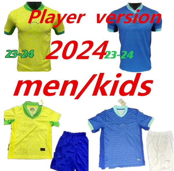 2024 Maglia da calcio brasiliana NEYMAR JR Brasile CASEMIRO Squadra nazionale G.JESUS P.COUTINHO Casa lontano Uomo Bambini L.PAQUETA T.SILVA PELE MARCELO VINI JR Maglia da calcio Uniforme 99