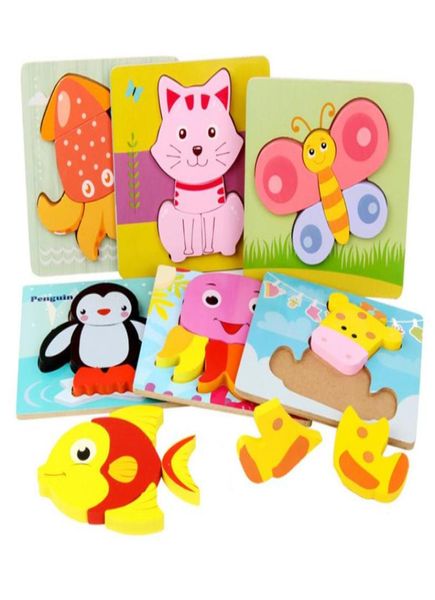 Holzpuzzle 3D-Puzzlespiele Baby Frühpädagogisches Spielzeug Kinder Fähigkeitsübung für Kindergeschenke Whole5778627