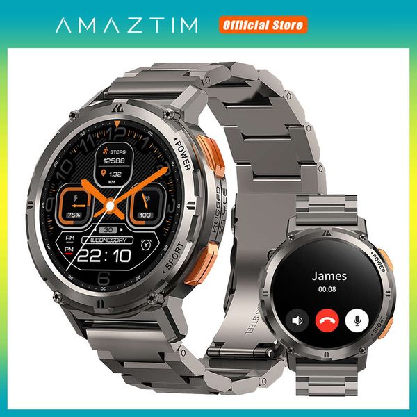 2024 AMAZTIM TANK T2 Деловые Смарт-часы Мужские AMOLED AOD Мужские Часы Bluetooth Вызов 5ATM Водонепроницаемые Ультра Смарт-часы Fiess