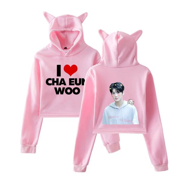 Пуллеры Cha Eun Woo Merch Kpop Я люблю толстовок Eunwoo для женщин Dicon Boy Boy Rabbit Ares Hoodies с длинным рукавом толстовку