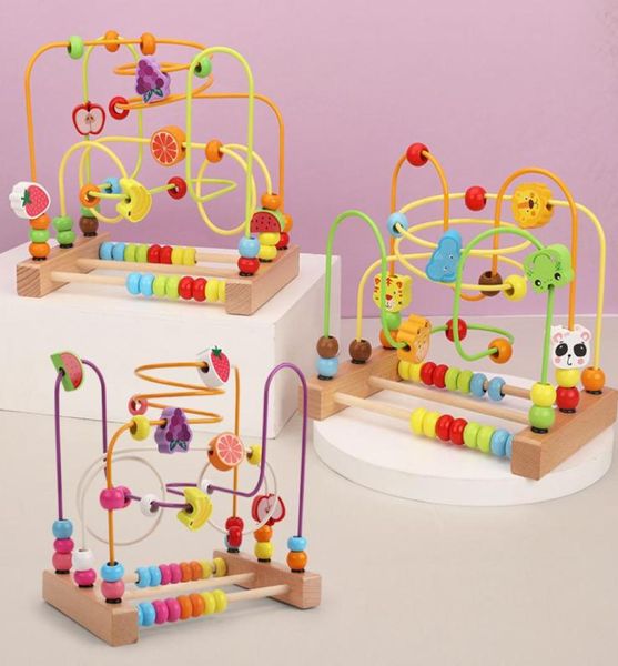 Kinder Spielzeug Montessori Holz Labyrinth Kreise Um Perlen Abacus Math Puzzle Frühen Lernen Pädagogisches Spielzeug Für Kinder7121622