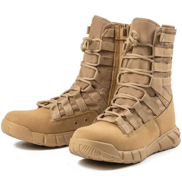 Outdoor-Schuhe Sandalen 2023 Neue Stiefel Taktische Wüstenkampfstiefel Outdoor-Wanderstiefel Hochwertige Kampfarmeestiefel Herrenschuhe Leichte YQ240301