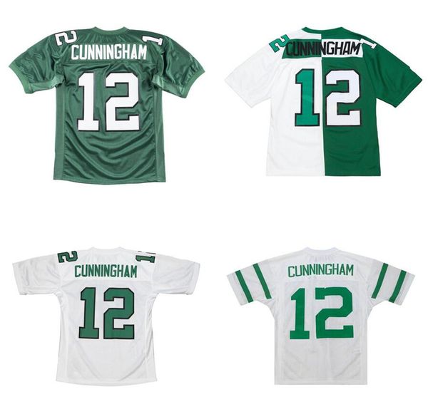 Costurado Futebol Jersey 12 Cunningham 1990 Verde Branco Malha Retro Rugby Jerseys Homens Mulheres e Juventude S-6XL