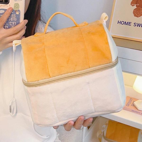 Kozmetik Çantalar Depolama Çantası Büyük Kapasiteli Tost Şekli Makyaj Organizatörü Zip Crossbody Seyahat Güzellik Kılıfı Erkek Kadınlar İçin