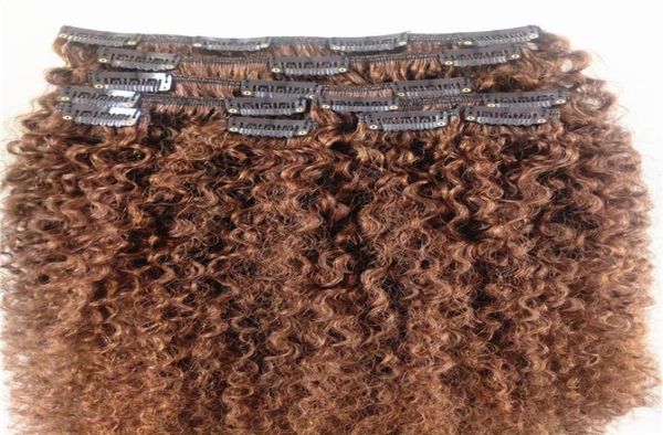 Clip di trama di capelli umani ricci brasiliani nelle estensioni Marrone 30 colori 9 pezziBundles Kinky Curl Prodotto8727605